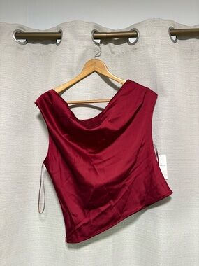 NWT Abercrombie & Fitch red top Aysmmetric Draped Top